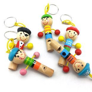 批发供应新款可爱儿童卡通木制玩具挂式海盗钥匙扣口哨乐器图片由义乌